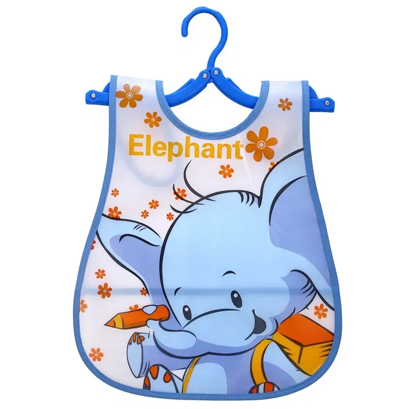 Color: WHITE - Adjustable Baby Bibs Stuff Kerchief Bandanas Stuff EVA Plastic Waterproof Lunch Feeding Cute Cartoon Children Apron Burp Cloths