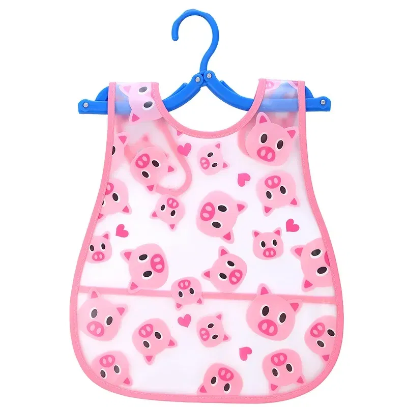 Color: WHITE - Adjustable Baby Bibs Stuff Kerchief Bandanas Stuff EVA Plastic Waterproof Lunch Feeding Cute Cartoon Children Apron Burp Cloths