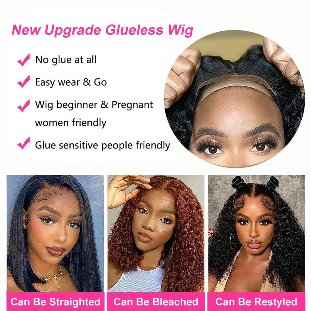 Hair Color: #1, Ships From: CHINA, Stretched Length: 14inches, Density: 150% - Water Wave Bob Wig Glueless Preplucked Human Wigs Ready To Go 13x4 Frontal Brazilian Wigs HD Transparent Lace Wig Deep Curls