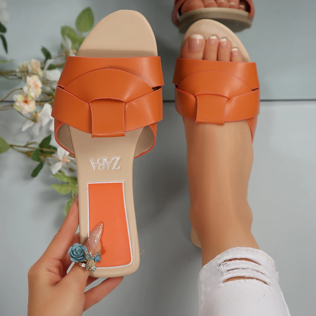 Color: Gold, Shoe Size: 35 - New Fashion Slippers Women Sexy Flat Sandals Casual Ladies Sand Beach Slippers Elegant Fish Mouth Slippers Women