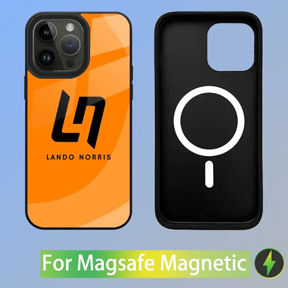 Color: Blue, Material: Microfiber - F1 Formula 1 L-Lando Norris Phone Case For iPhone 16,15,14,13,12,11,Plus,Pro,Max Mini Magsafe Magnetic Wireless Charging