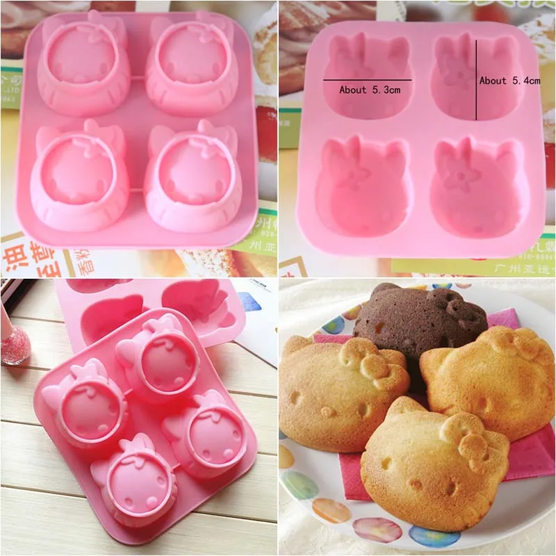 Color: Chocolate - 1 PCS Cute Cartoon Cat Shape Silicone Cake Mold DIY Chocolate Jelly Pudding Soap Mould