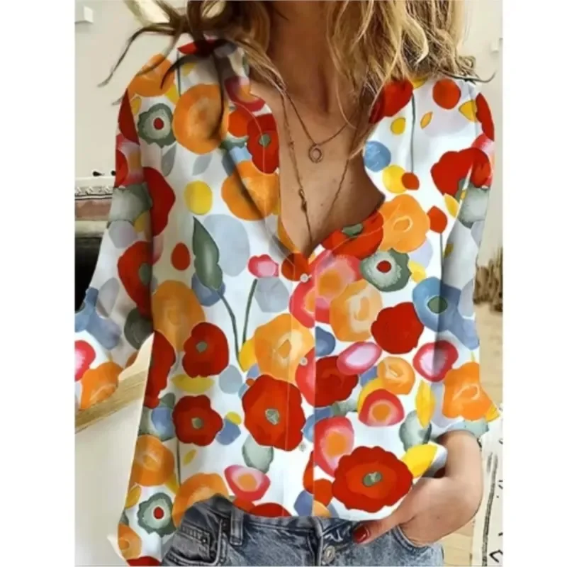 Color: Ivory, Size: XXXL, Ships From: CHINA - Women New Christmas Shirt Cute Christmas Tree Santa Claus Print Blouses Casual Long Sleeve Button Tops Autumn Blouses Ladies