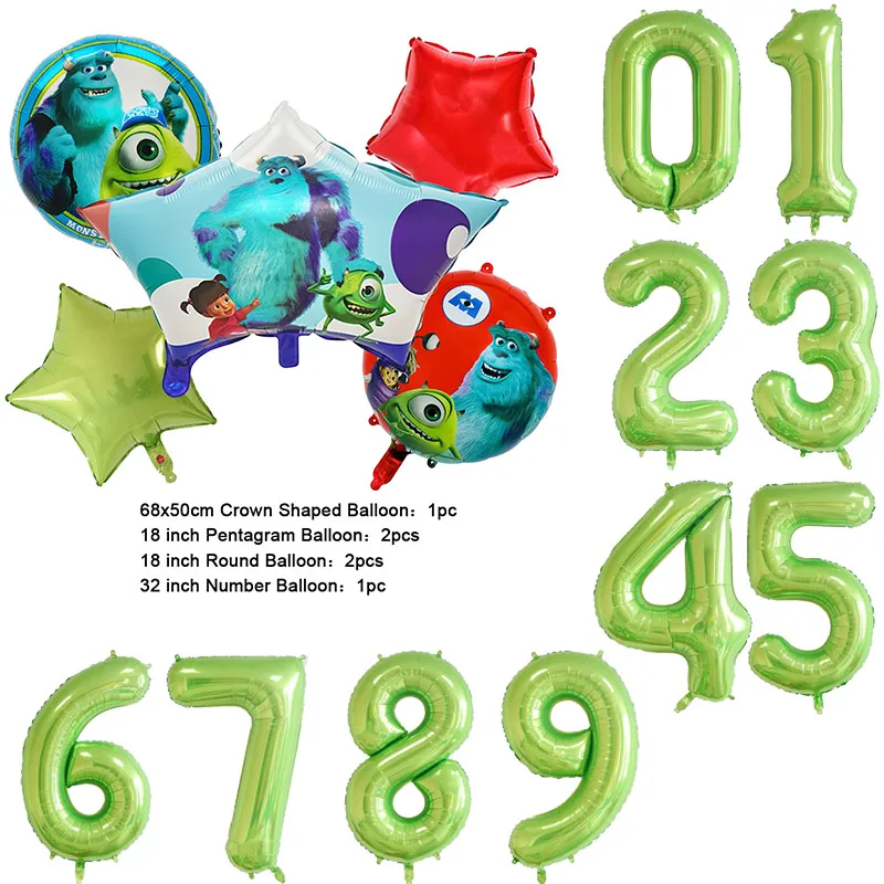 Color: Silver, Capacity: 680ml - Monsters University Monsters, Inc. James P. Sullivan Theme Birthday Party Decoration Crown Shaped Balloon Set Baby Shower