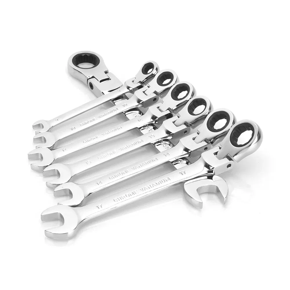 Color: Dark Red - 1pc Ratchet Wrench of Keys Spanner Hand Tool 72-Tooth Ratcheting Flexible Head Mirror Finish