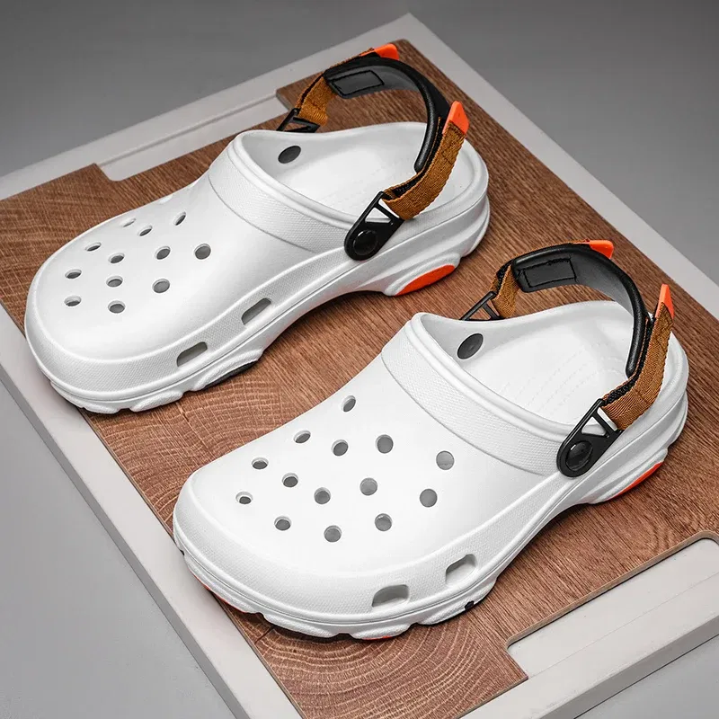 Color: Dark Khaki, Shoe Size: 44 - Summer Men's and Women's Leisure Breathable Garden Shoes, Couples Outdoor Beach Baotou Cool Drag Hole Shoes
