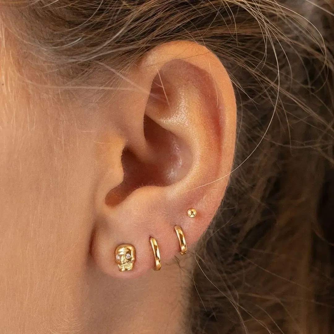 Metal Color: Rhodium Plated - Vonmoos New Women 3 Pairs Small Earrings Lady Classic 14K Gold Hoop Fashion Tiny Huggie Hoop Earrings Set Hypoallergenic Earring