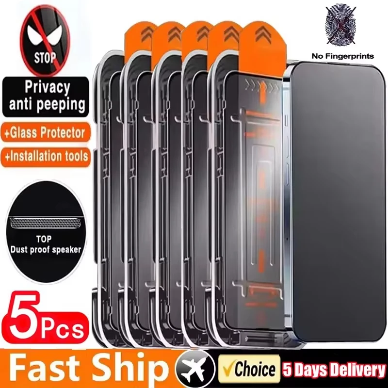 Compatibility by Model: Poco F6, Material: High Definition - 5pcs Dust Free Install Anti-Spy Tempered Glass For Poco F6 Pro F5 F3 M6 M5S M4 M3 M2 X6 X5 X4 X3 C65 5G Privacy Screen Protector