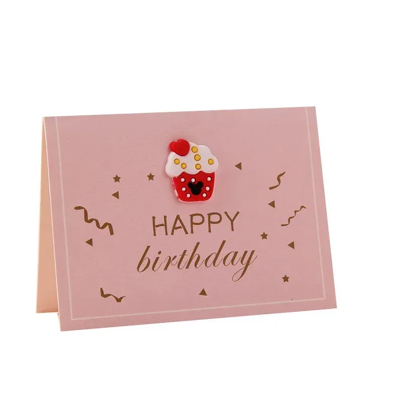 Color: Red - Holiday greeting card Valentine's Day Qixi flower baking birthday thank you message greeting card Invitations Party Supplies