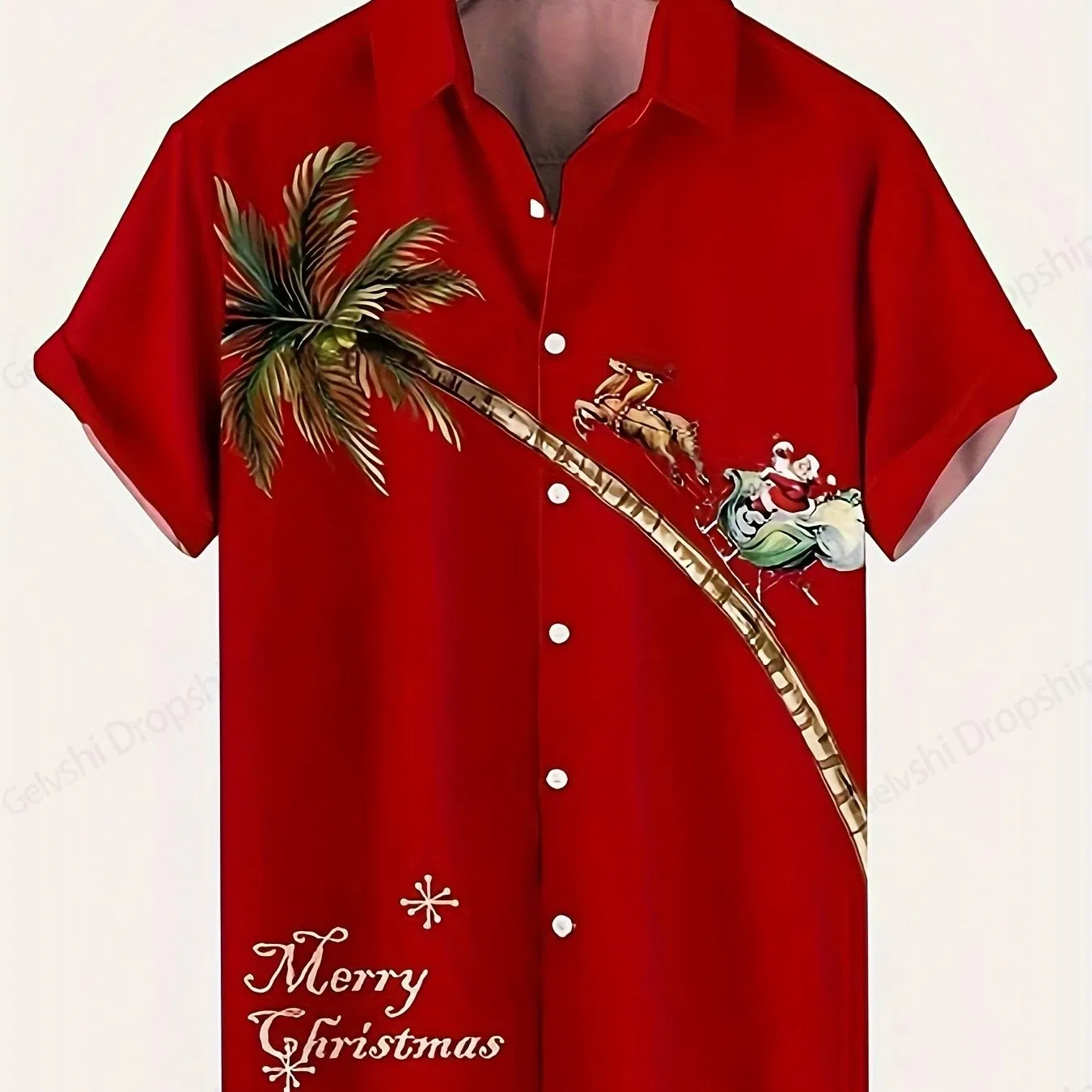 Color: Dark Grey, Size: M - Men's Retro Christmas Hawaiian Shirt Men Women Fashion Cartoon Santa Claus Shirts Short Sleeve Blouse Festive Holiday Top Elk