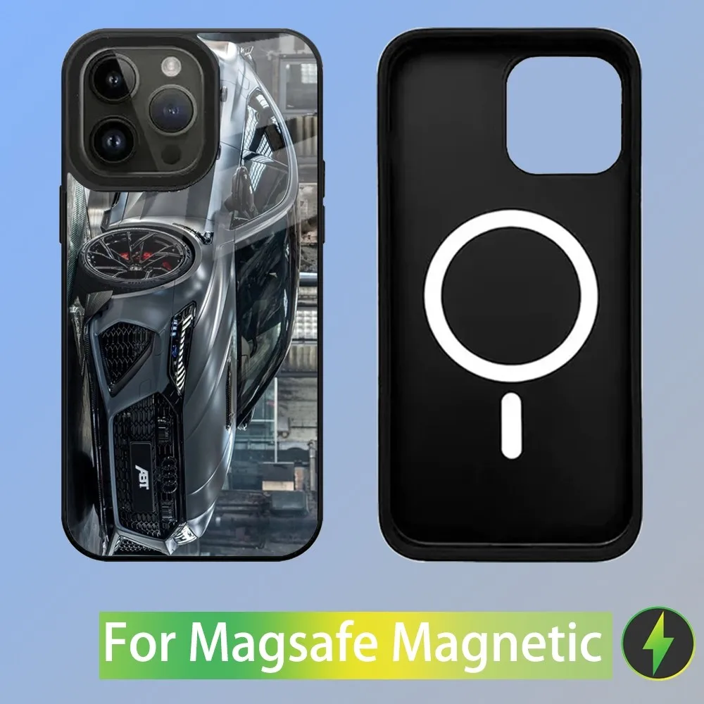 Color: SKY BLUE, Material: Denim - R-S 6 7 sport car Phone Case For iPhone 16,15,14,13,12,11,Plus,Pro,Max Mini A-AudiS-S Magsafe Magnetic Wireless Charging