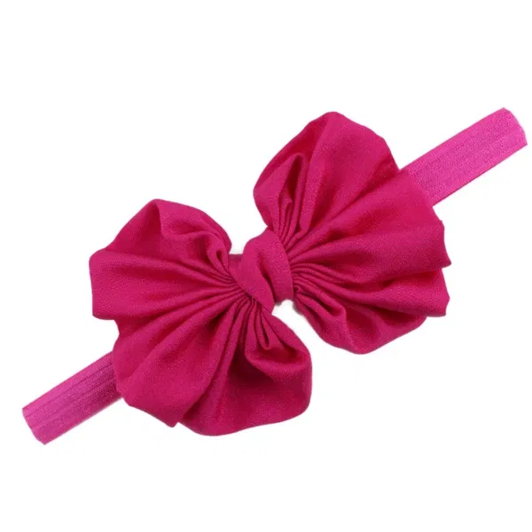 Color: Rose Red - Baby girls hair bow flower Headband  Kids Girls Bowknot Elastic Hair Band Headwear Newborn Head Band children hair Accessories