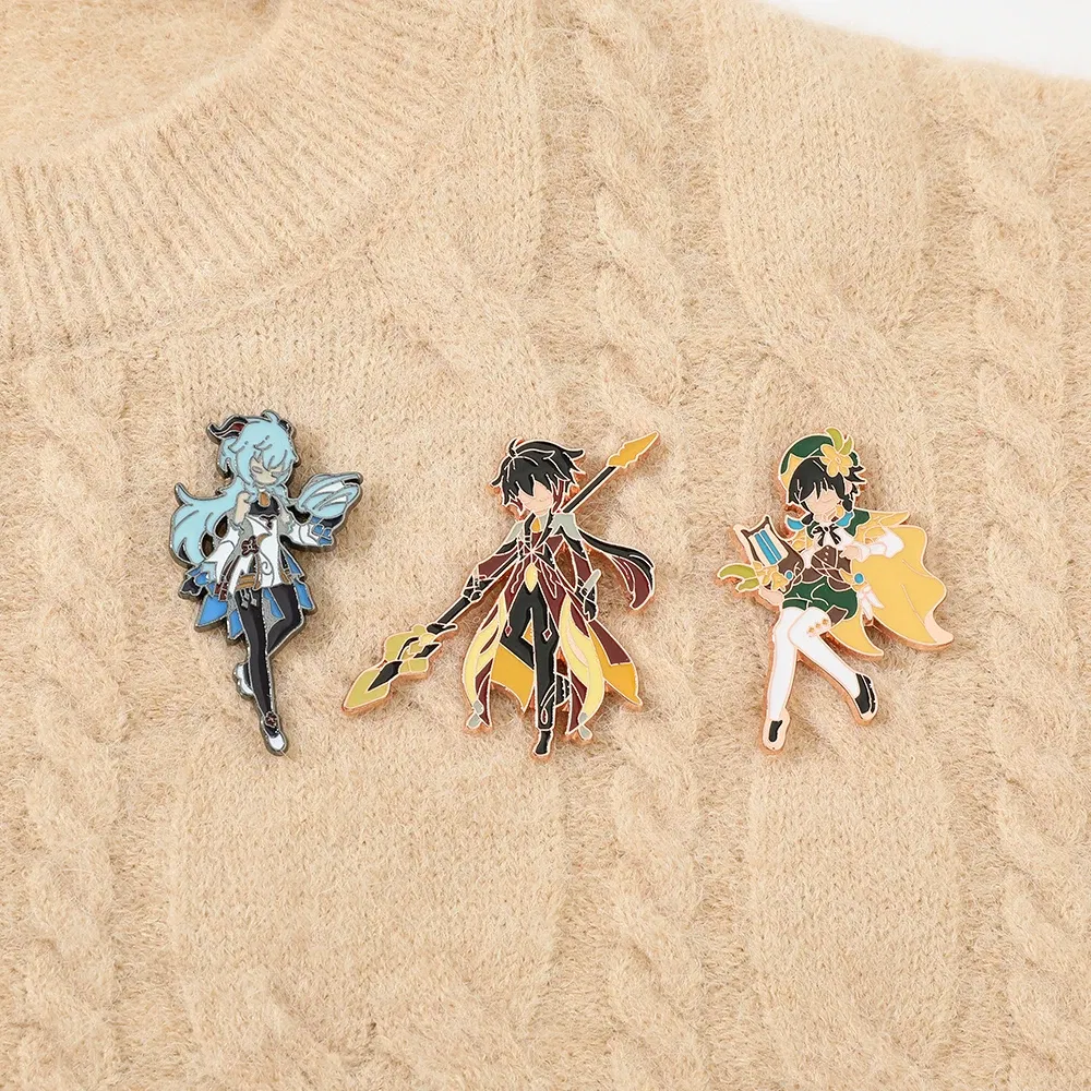 Metal color: Imitation Rhodium Plated, Ships From: CHINA - Game Genshin Impact Enamel Brooch Cosplay Figure Kaeya Alberich Jewelry Badge Props Lapel Pins for Jacket Pins Jewelry