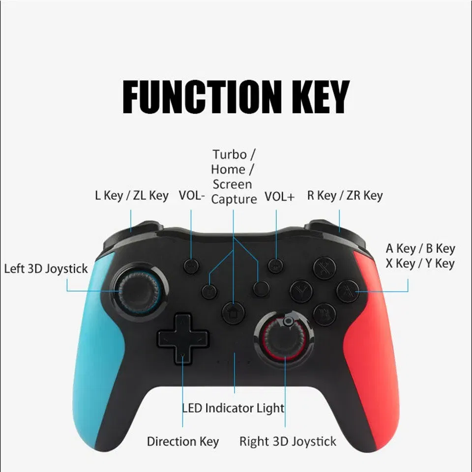Color: WHITE - GAMINJA NS009 Bluetooth Game Controller Wireless Gamepad For Nintendo Switch Console PS3 PC Windows 7 10 Dual Vibration Joystick