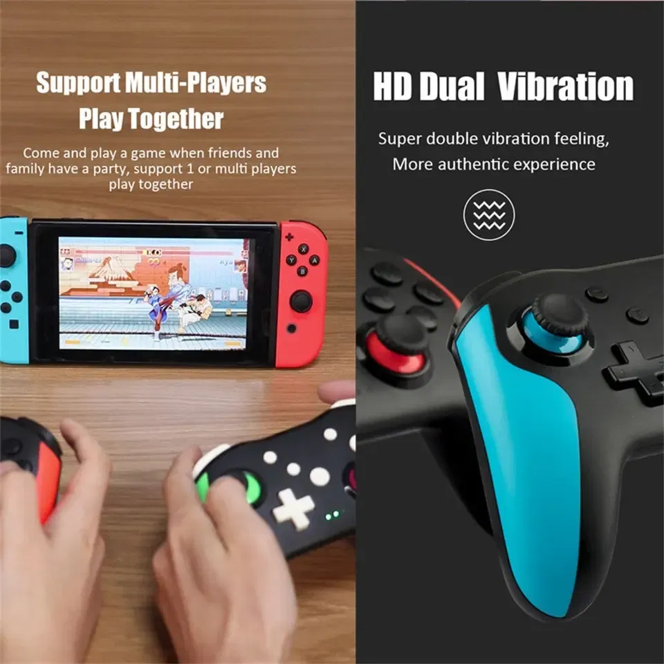 Color: WHITE - GAMINJA NS009 Bluetooth Game Controller Wireless Gamepad For Nintendo Switch Console PS3 PC Windows 7 10 Dual Vibration Joystick
