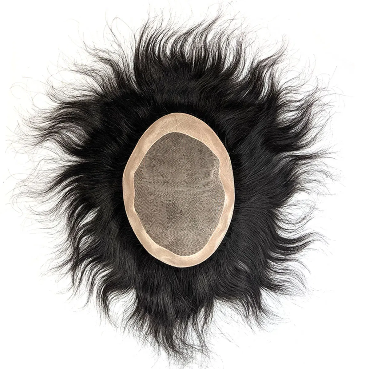 Toupee Color: 1b#, Toupee Density: 130%, Length: 8 inches, Ships From: CN, Toupee Size: 7x9, Toupee Design: free - Hywel 6 Inches Fine Mono Men Toupee Hair Capillary Prosthesis Hair Male Man Hair System for Men 100% Natural Hair Wig