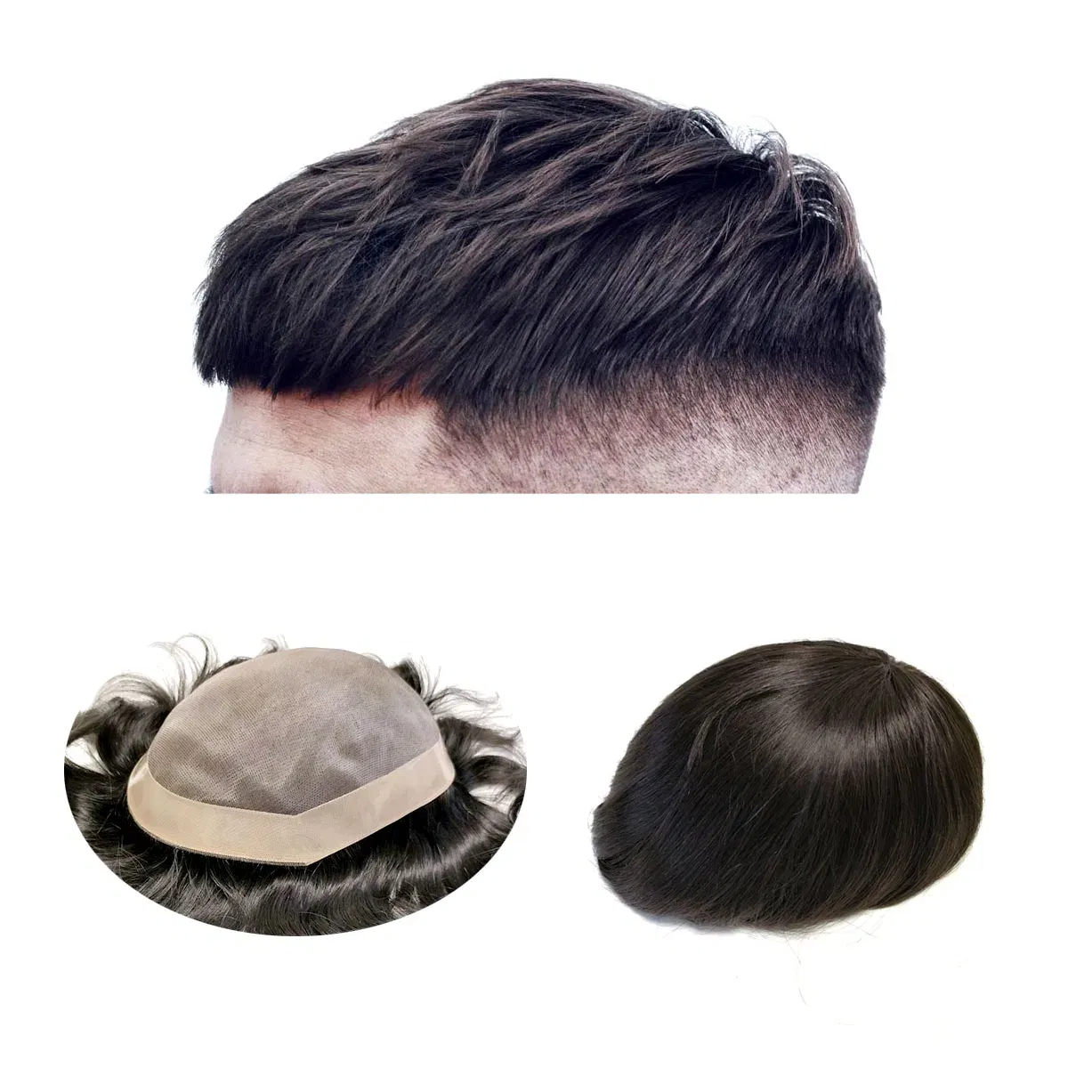 Toupee Color: 1b#, Toupee Density: 130%, Length: 8 inches, Ships From: CN, Toupee Size: 7x9, Toupee Design: free - Hywel 6 Inches Fine Mono Men Toupee Hair Capillary Prosthesis Hair Male Man Hair System for Men 100% Natural Hair Wig