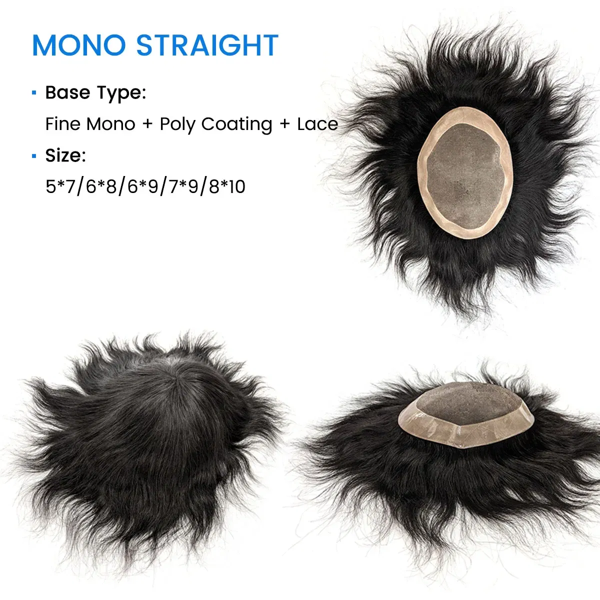 Toupee Color: 1b#, Toupee Density: 130%, Length: 8 inches, Ships From: CN, Toupee Size: 7x9, Toupee Design: free - Hywel 6 Inches Fine Mono Men Toupee Hair Capillary Prosthesis Hair Male Man Hair System for Men 100% Natural Hair Wig