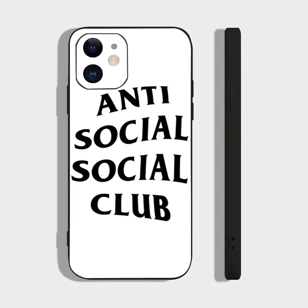 Color: Clear, Material: ABS - Anti Social Social Club Phone Case For IPhone 16 15 14 13 Pro Max 11 12 Mini X Xs XR Se 2022 Black Silicone Cover