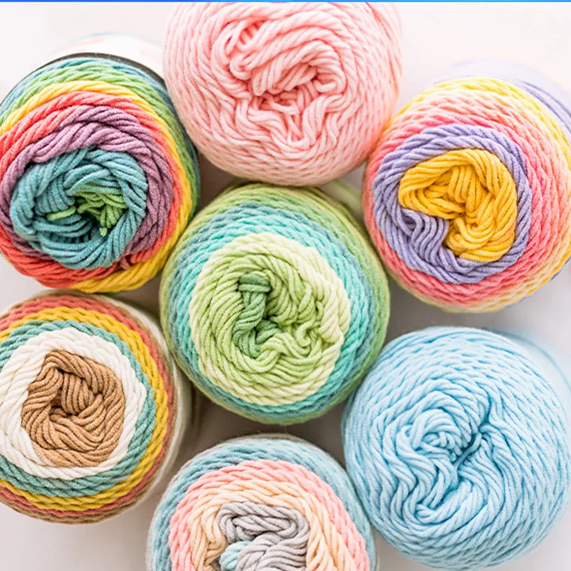Color: Lavender - (1pc)5-strand Milk Cotton Segment Dyed Rainbow Cotton Hand Woven Wool Scarf Pillow Blanket Material Wool