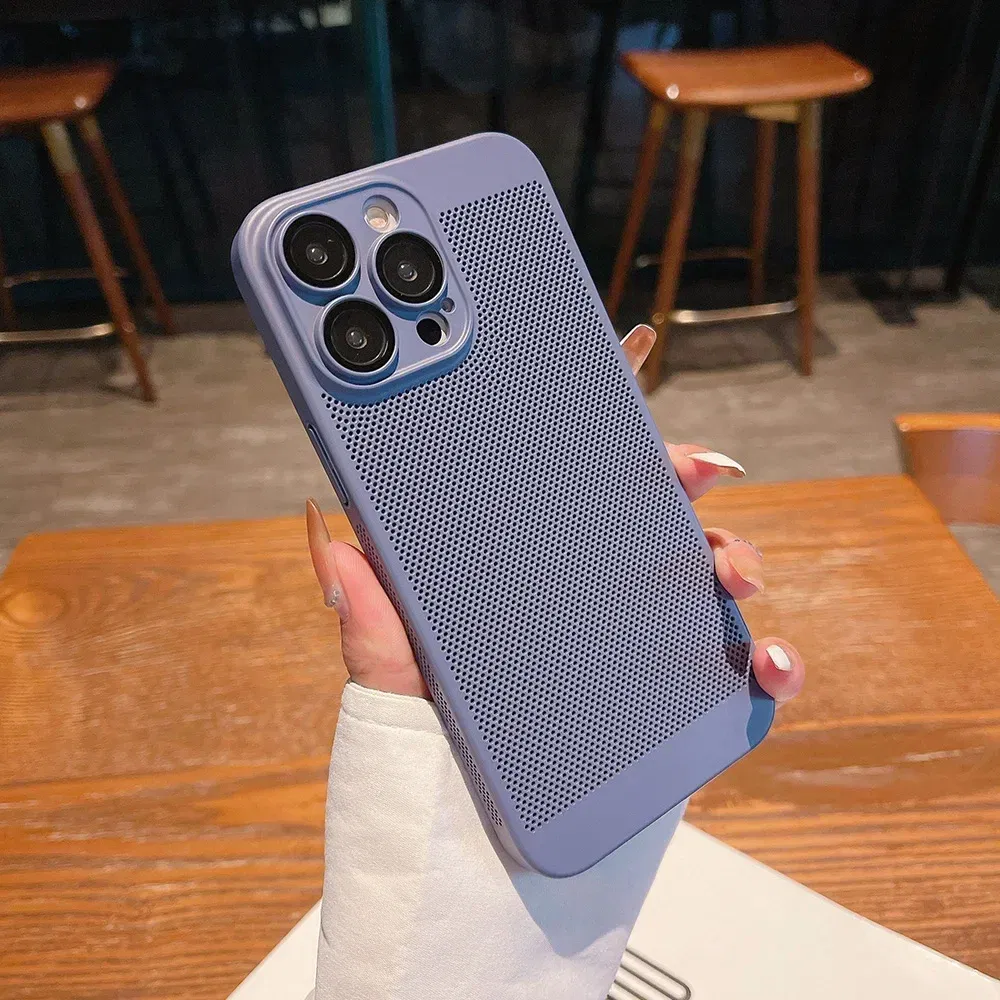Color: Lavender, Compatible-Phone Models: For iPhone 15 Pro Max, Ships From: CHINA - Breathable Heat Dissipation Cooling Case For iPhone 16 Pro Max 15 14 13 12 11 PC Hard Back Cover