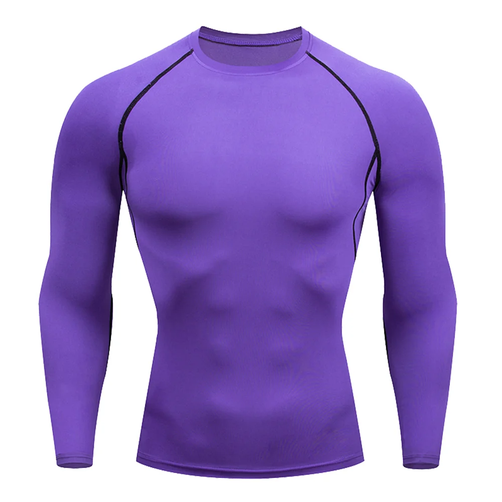 Color: Blue, Size: XXXL - Men Bodybuilding Sports T-Shirt Quick Dry Running Shirt Long Sleeve Compression Top Gym T Shirt Men Fitness Tight Rashgad