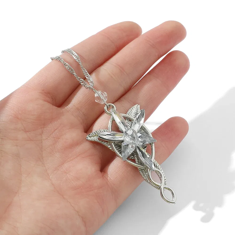 Color: Red, Ships From: CHINA - Arwen Evenstar Crystal Pendant Necklace Silver Colour Fashion Twilight Star Necklace for Women Jewelry Accessories Toy Gift