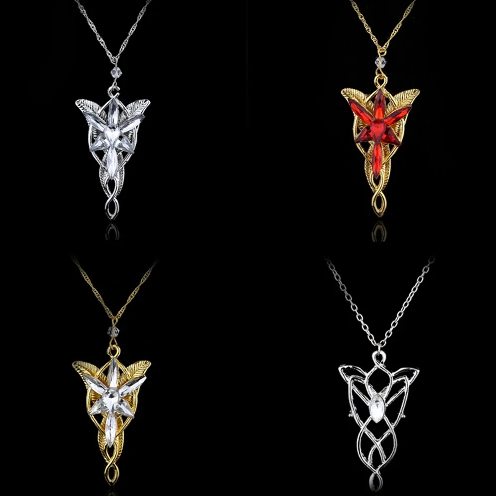Color: Red, Ships From: CHINA - Arwen Evenstar Crystal Pendant Necklace Silver Colour Fashion Twilight Star Necklace for Women Jewelry Accessories Toy Gift