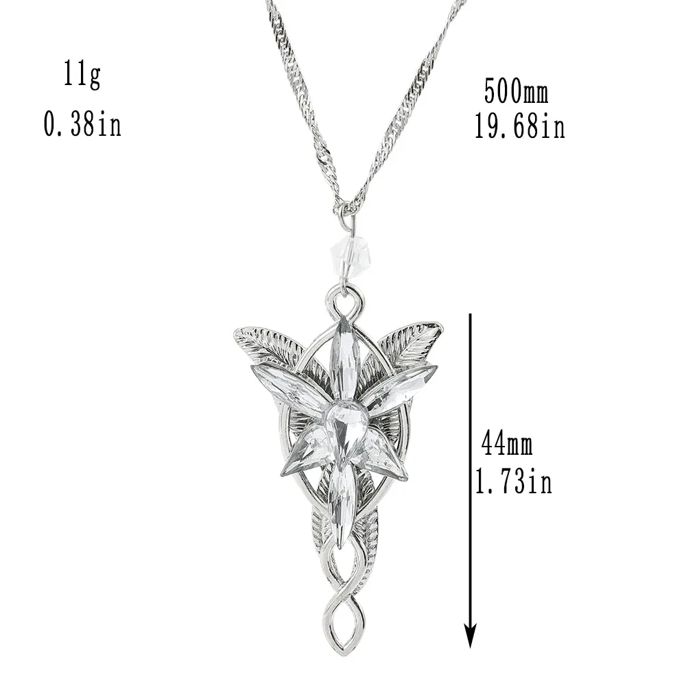 Color: Red, Ships From: CHINA - Arwen Evenstar Crystal Pendant Necklace Silver Colour Fashion Twilight Star Necklace for Women Jewelry Accessories Toy Gift