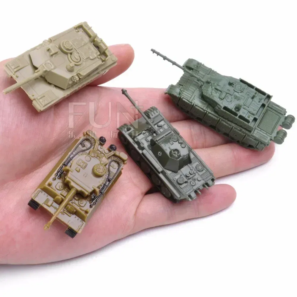 Color: Orange - 1/144 4D Classic Tank Model WWII Tiger Leopard US GER CHN USSR RUS Finished Model Sand Table Plastic Tanks Toy