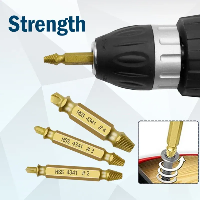 Color: Blue - Broken Double Head Screw Extractor Sliding Thread And Broken Wire Remover 4341 Hexagon Drill Set Broken Wire Extractor
