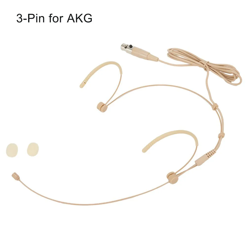 Color: Brown, Ships From: CHINA - Beige Headworn Microphone with Smooth Steel Ear Hang Perfect for Houses of Worship and Minimum Visibility Applications