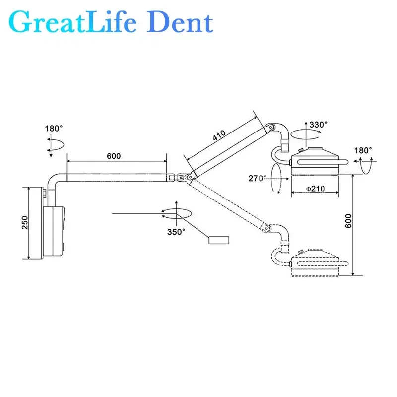 Ships From: CHINA, Color: 4 - GreatLife Dent Wall-Mounted 36w 12Leds Lamp Dental Oral Light For Dentistry Clinic Operation Shadowless Surgical Lamp