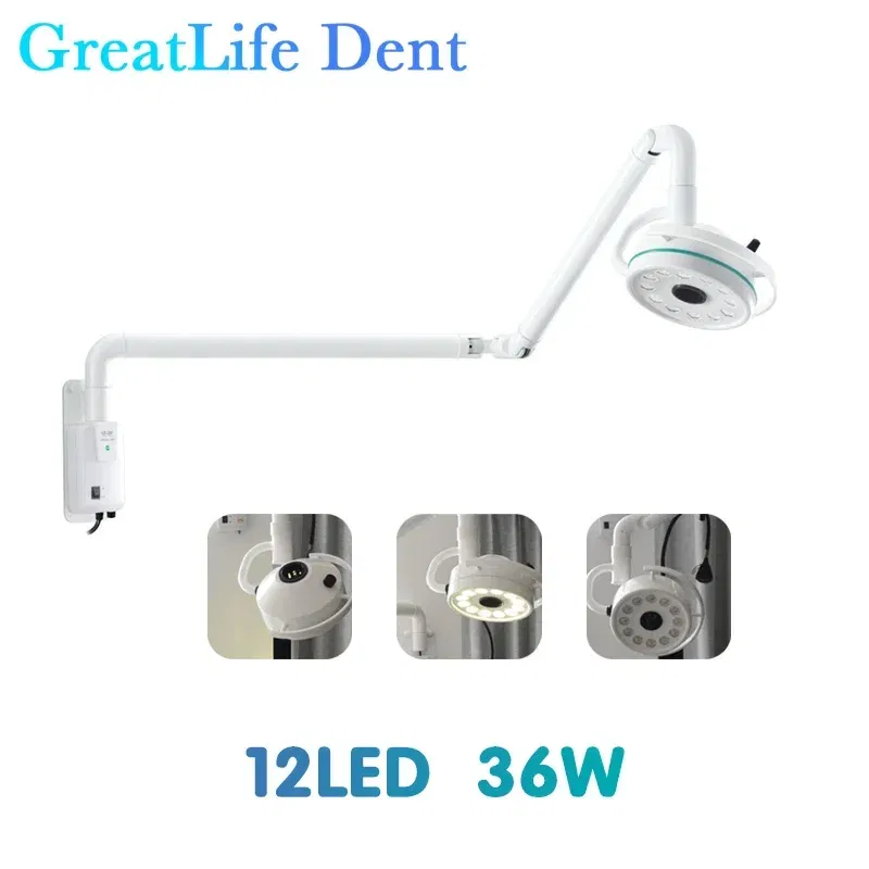 Ships From: CHINA, Color: 4 - GreatLife Dent Wall-Mounted 36w 12Leds Lamp Dental Oral Light For Dentistry Clinic Operation Shadowless Surgical Lamp