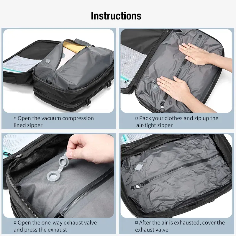 Color: Beige - Travel Men Expanded Laptop Backpack vacuum compression hiking Backpack USB charging Business Large Capacity Backpack For Pumps