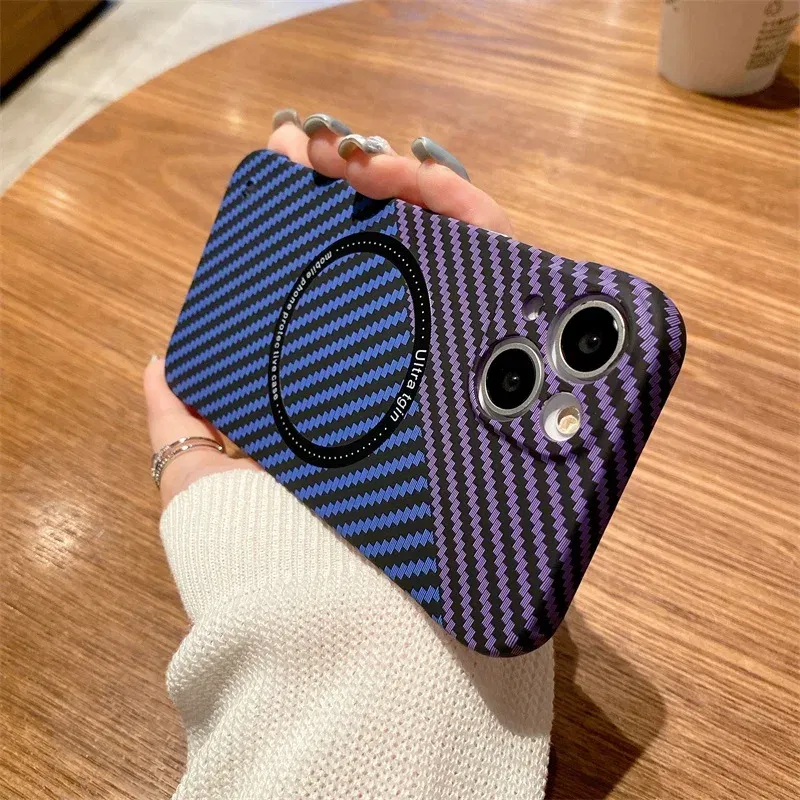 Color: Malachite Blue, Material: PP - Luxury Carbon Fiber for iPhone 11 14 Plus 12 13 Pro Max Magsafe Case Magnetic Wireless Hard Thin Slim Cover for iPhone 13 14 Max