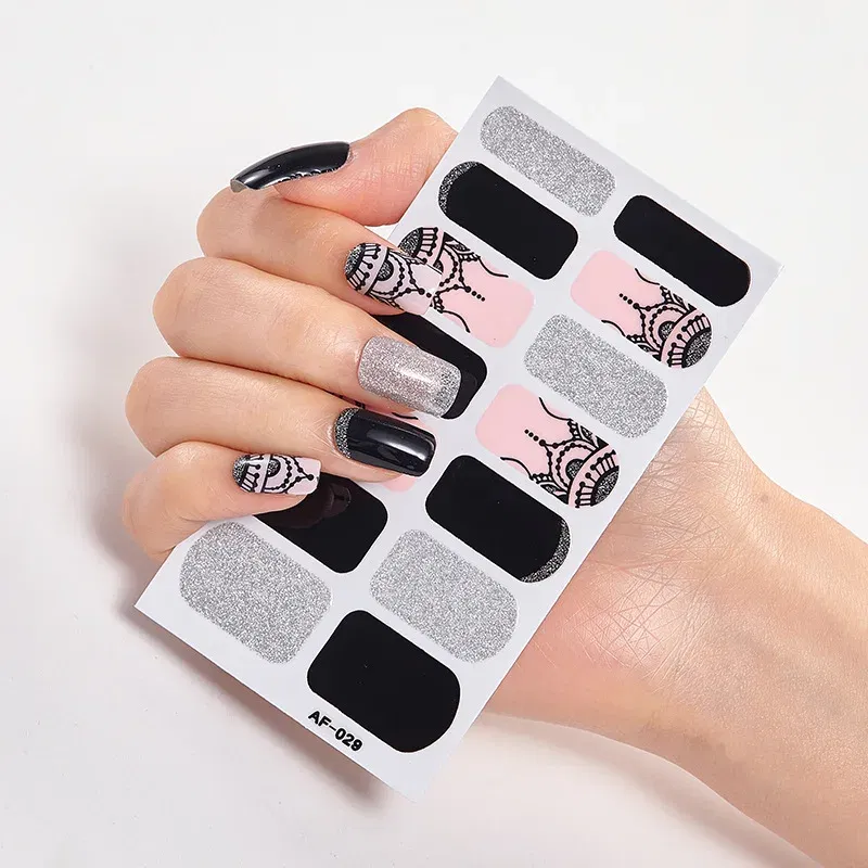 Color: wine red - Nail Sticker Set Self Adhesive Nail Sticker Nail Strips Nailart Sticker Sticker For Nails Foil Nail Art Stickers 2020 Shiny