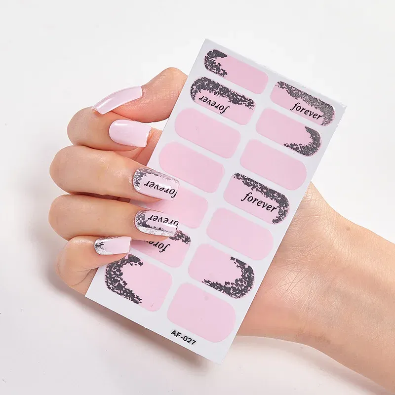 Color: wine red - Nail Sticker Set Self Adhesive Nail Sticker Nail Strips Nailart Sticker Sticker For Nails Foil Nail Art Stickers 2020 Shiny