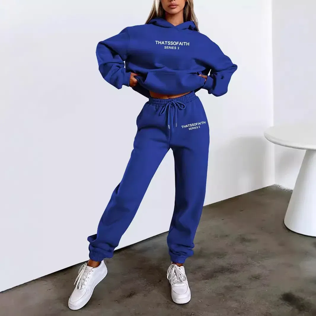 Color: PURPLE, Size: L, Ships From: CHINA - 2025 Autumn Winter Women's Sets 2pcs Hoodies Pants Suit Sports Outfits  Letter Print Aesthetic Clothes Ladies Tracksuit