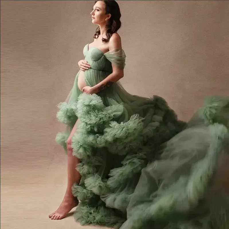 Color: Dark purple, Maternity Size: S, Ships From: CHINA - Tulle Long Maternity Dress Photoshoot  п?»?°?‚ь?µ  photography dresses baby shower dresses for pregnant woman  п?»?°?‚ь?µ д?»я ?±?&mi