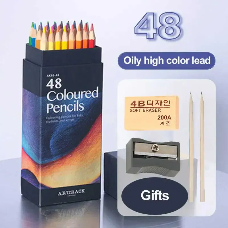 Color: army green - 12/24/48/72 Colors Color pencil  DIY set includes: Wooden Color Pencil Sharpener Eraser School Office Supplies Art Stationery