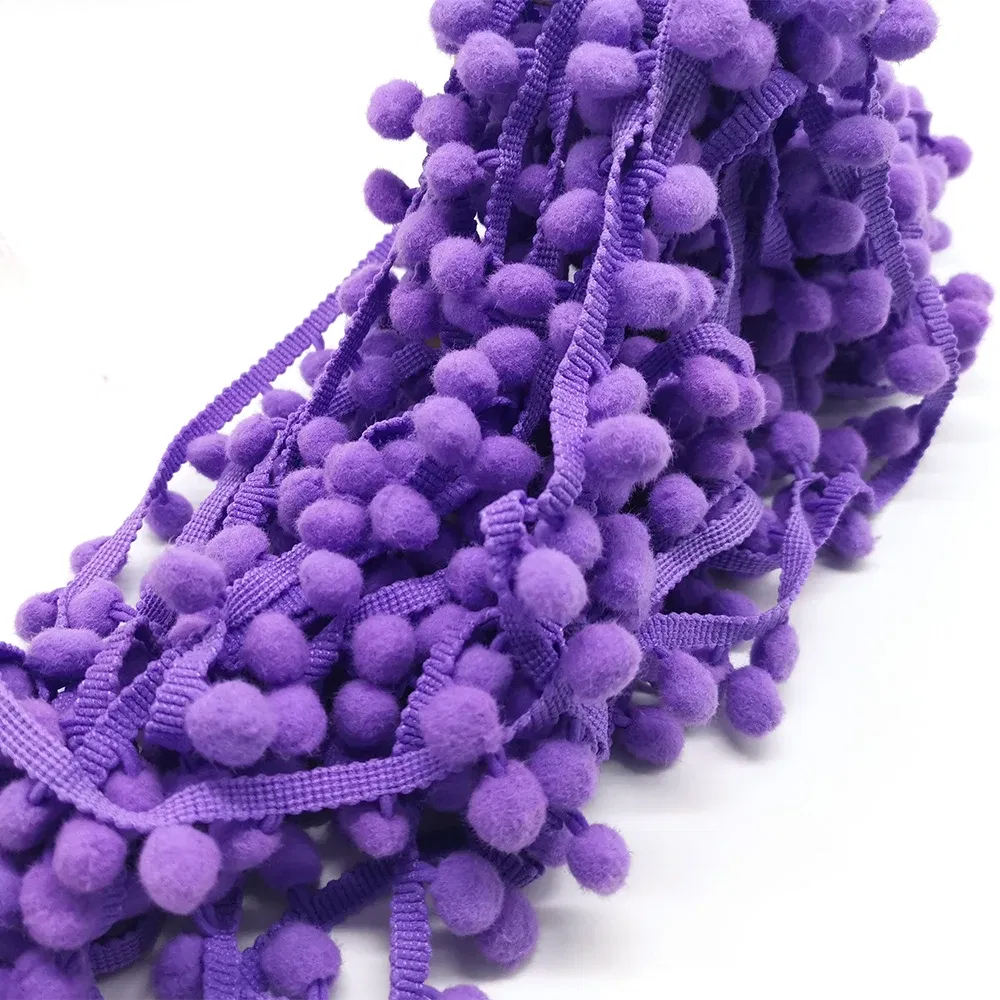 Color: Rose, Size: S - 1-5yard Pom pom Fringe Lace Ribbon Pompom Trim Ball Fabric DIY Sewing Tassel Lace Kintted Fabric Handmade DIY Craft Accessorie