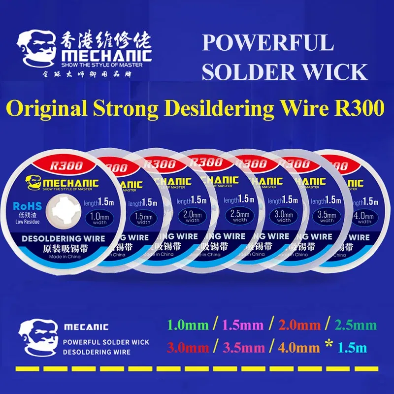 Diameter: 0.15MM - 5pcs/lot MECHANIC Desoldering Wire Solder Wick Tin Remover 1.5m Length Desoldering Braid PCB Welding Rework Tool