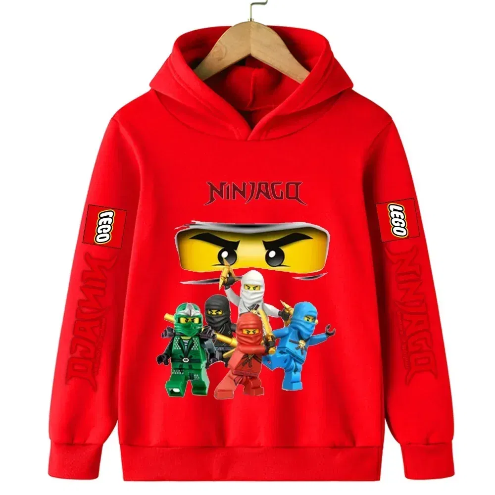 Color: army green, Kid Size: 17 - Lego Phantom Ninja Cartoon Children's Hooded Hoodies Casual Sports Sweatshirt 3-13 Year Old Boy Kid Baby Girls Clothes Pullover