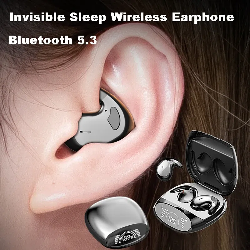 Color: Red, Ships From: CHINA - Sleep Invisible Earbuds Tiny Mini Headphones Hidden Noise Cancelling TWS Wireless Headsets Sports Stereo Bluetooth 5.3 Earphone