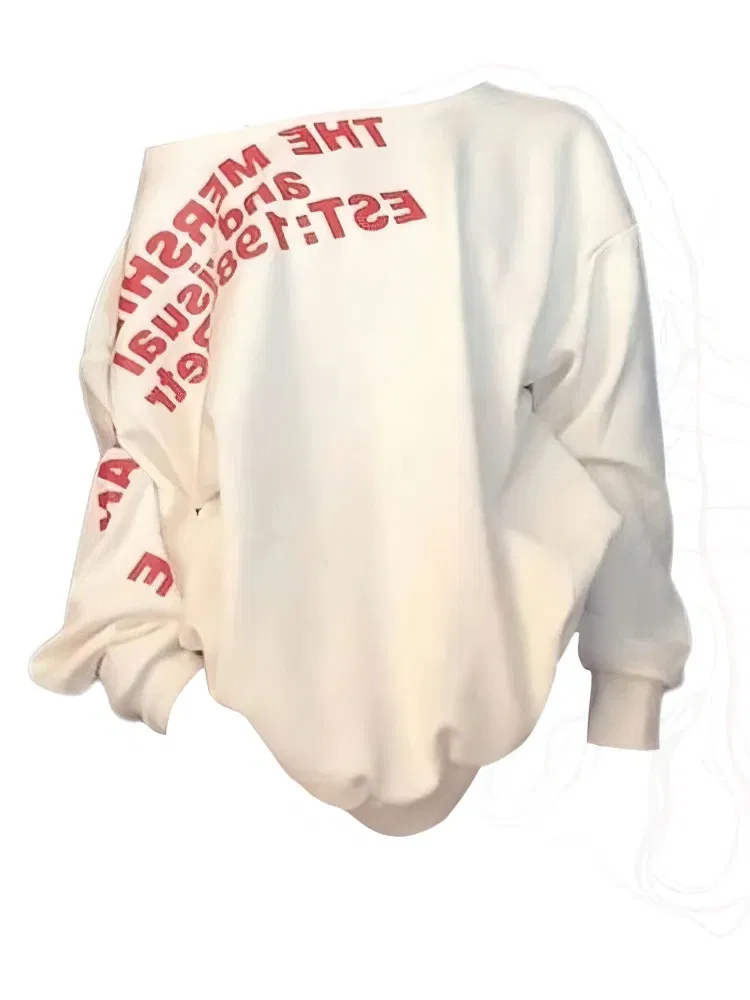 Color: GRAY, Size: L - Y2k Sexy Oversize T shirt Women Streetwear Print Long sleeve Basic Top Lady Fall Winter Korean Fashion Oversized Tees Shirt