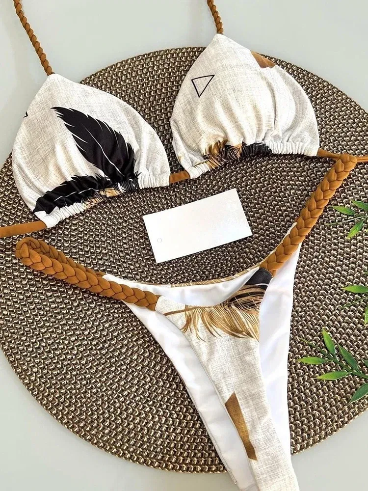 Color: Brown, Size: M - Bikini High Waist Swimsuit Sexy Thong Bikini Set Zebra Print Women Brazilian Swimwear 2023 New Biquini Swim Bathing Suits Women