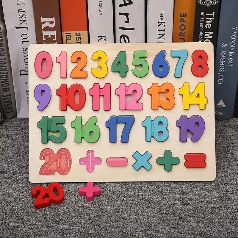 Color: camel - Baby Wooden Puzzles Montessori Toys 1 2 Years Toddler Toys Hand Grab Board Alphabet Number Cognition Learning Educational Toys