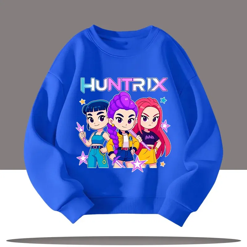 Color: Lavender, Kid Size: 5 - Children's Clothing K-pop Demon Hunters Cartoon Print 3-12 Year Old New Style Kids Round-neck Sport Shirt Cute Girl Casual Top