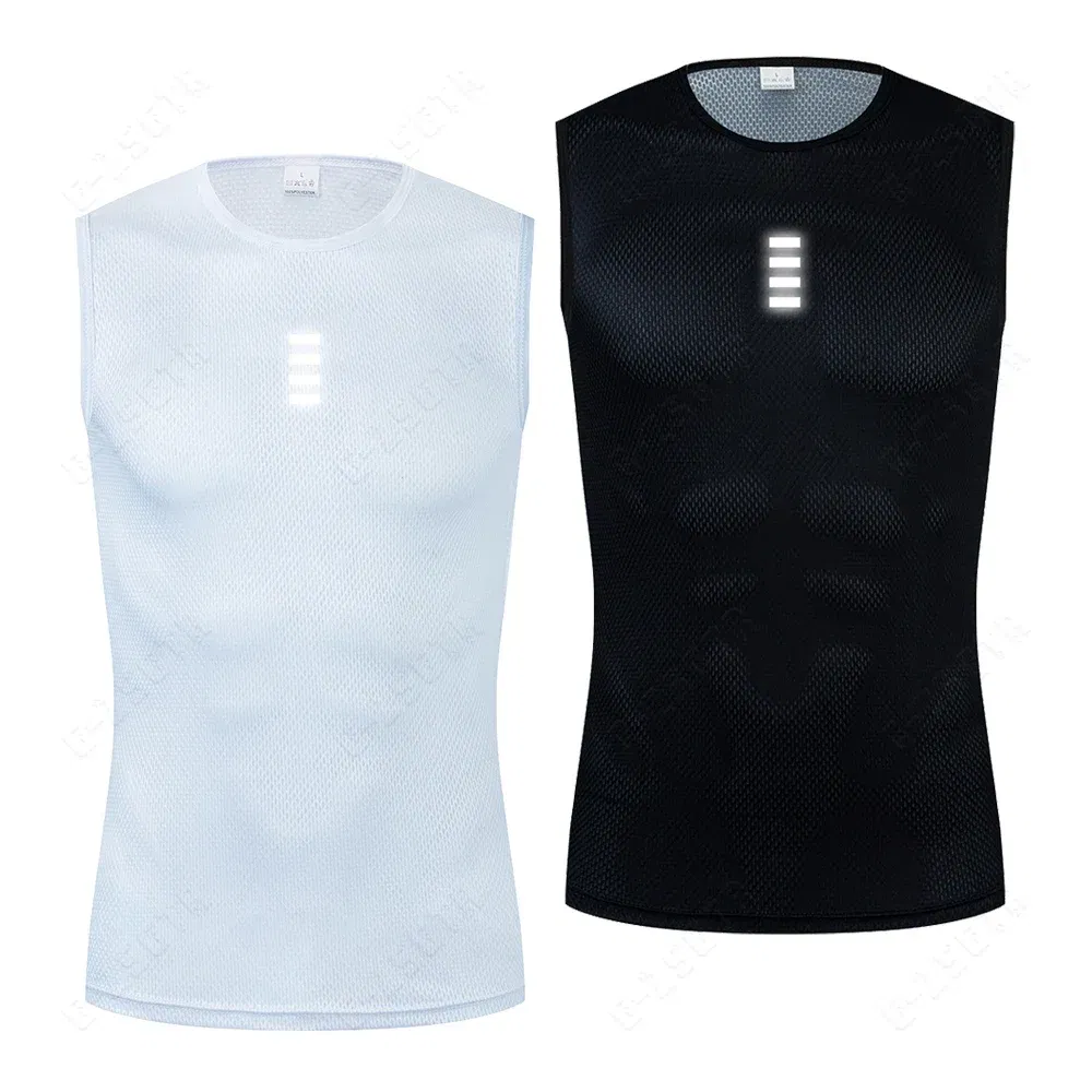 Color: Blue, Size: S - Reflective Cycling Base Layers White Cycling Undershirt Quick Dry Vest Sport Underwear Tight Vest High Elastici Vest Bike Jersey